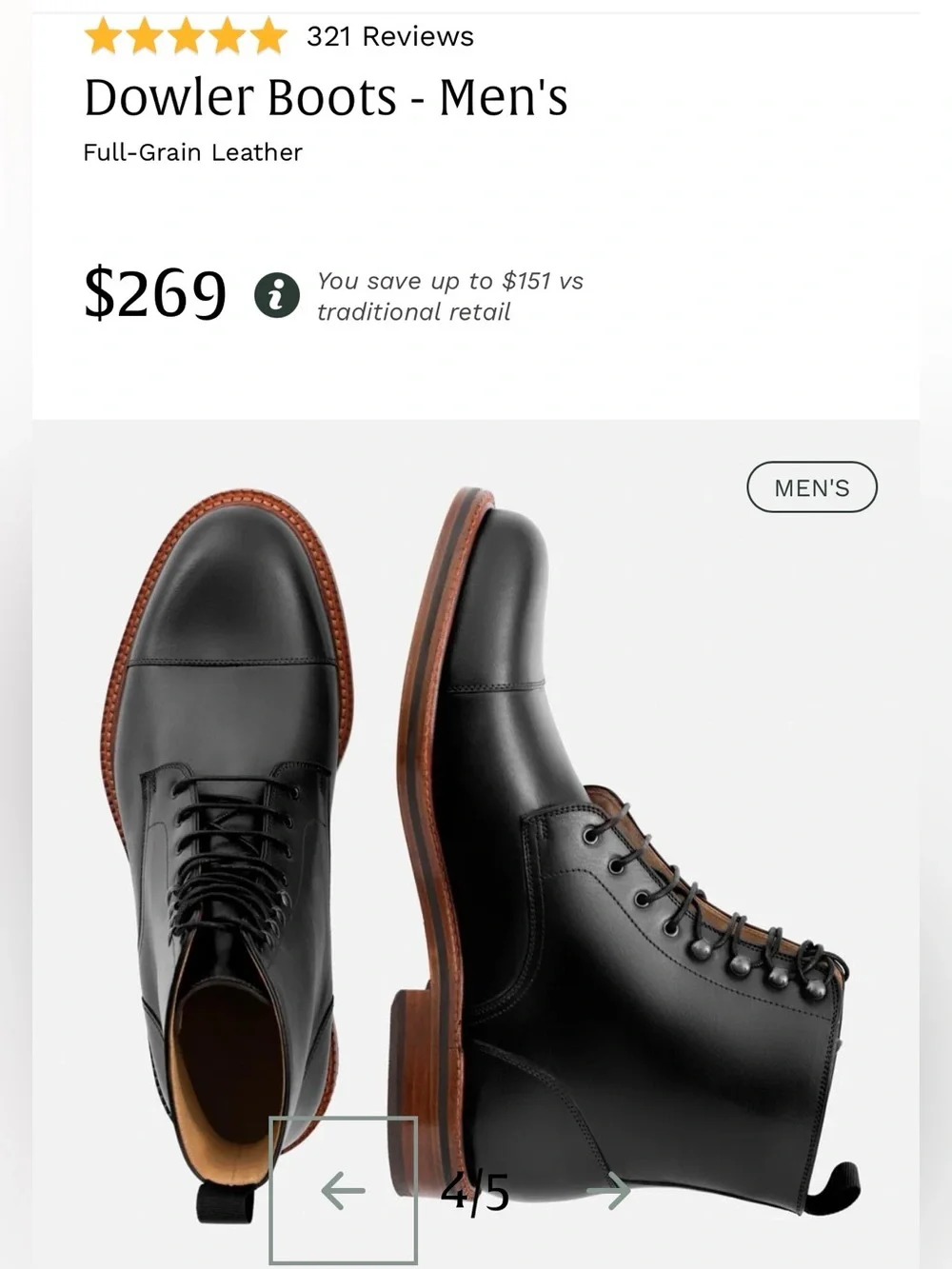 Beckett Simonon Black Leather Cap-Toe Lace-Up Boots with Brown Welt size 8